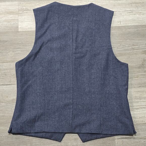 Joseph Abboud Blue Herringbone Wool Button Up Pocketed Suit Dress Vest - Picture 2 of 7